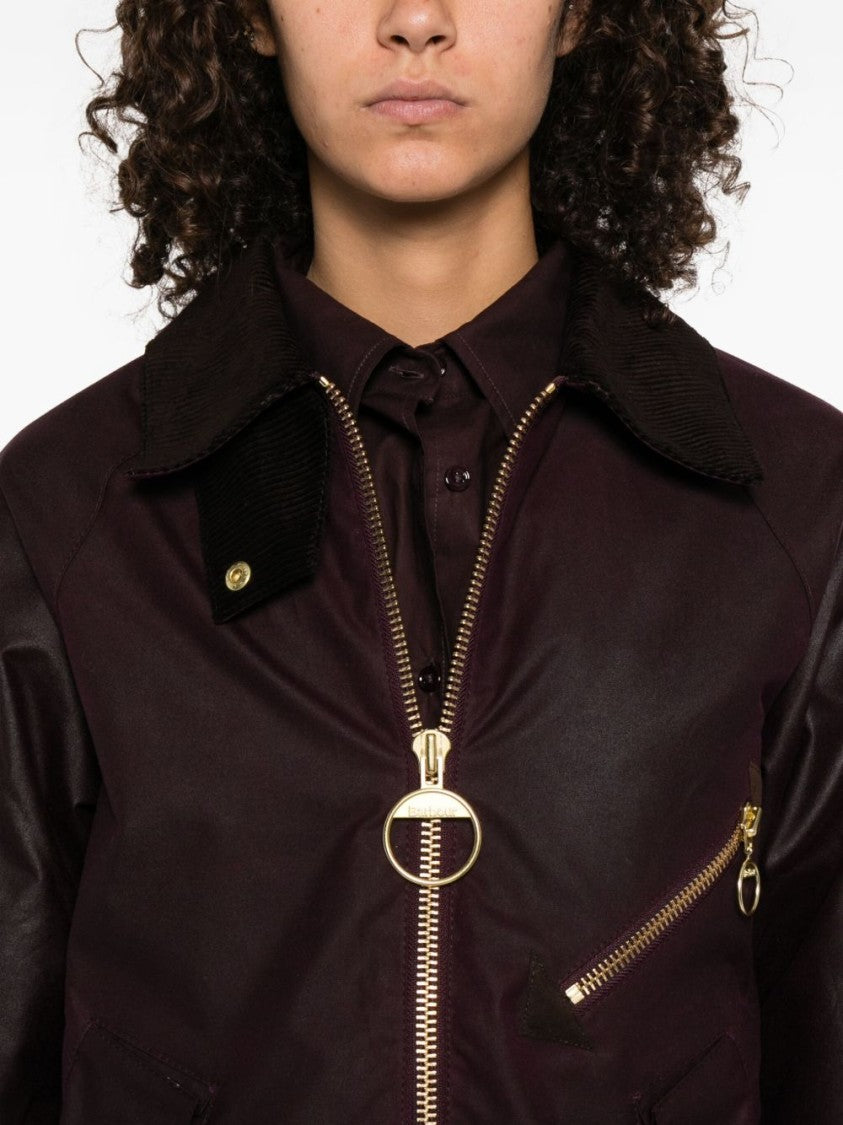 Barbour Rich Bordeaux Cropped Jacket With Corduroy Collar