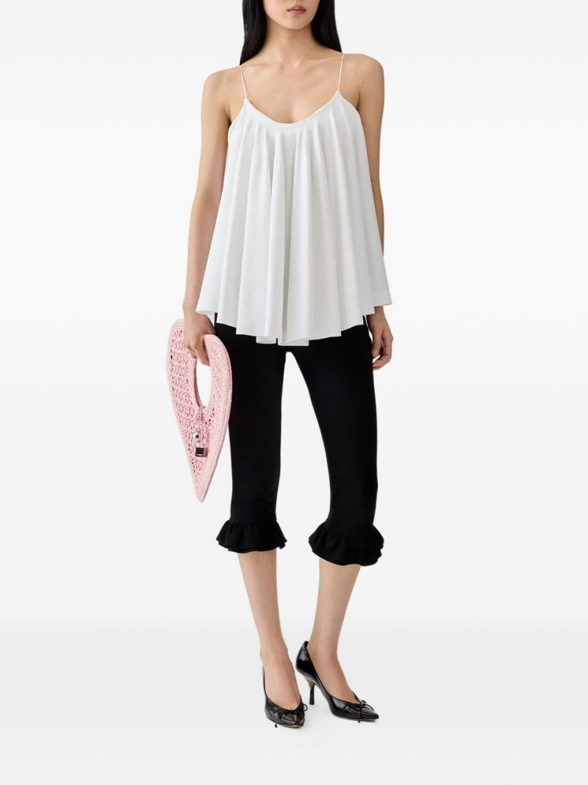 Jacquemus White Pleated Open Back Flowy Top