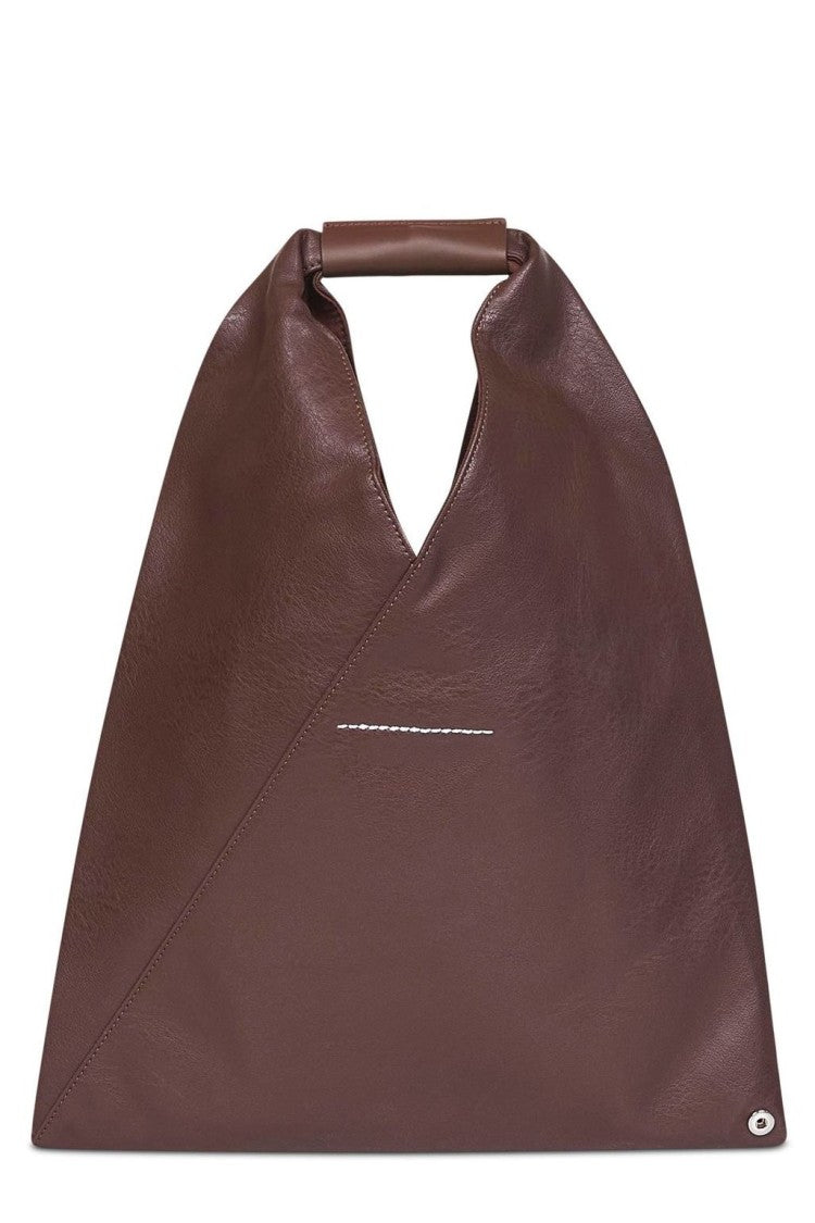 Mm6 By Maison Margiela Structured Brown Handbag With Smooth Finish