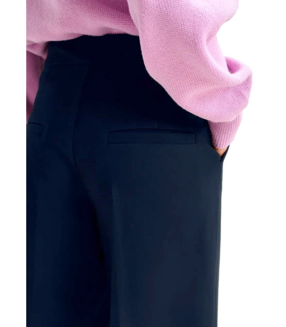 Essentiel Antwerp Imo Navy Blue Cropped Trousers