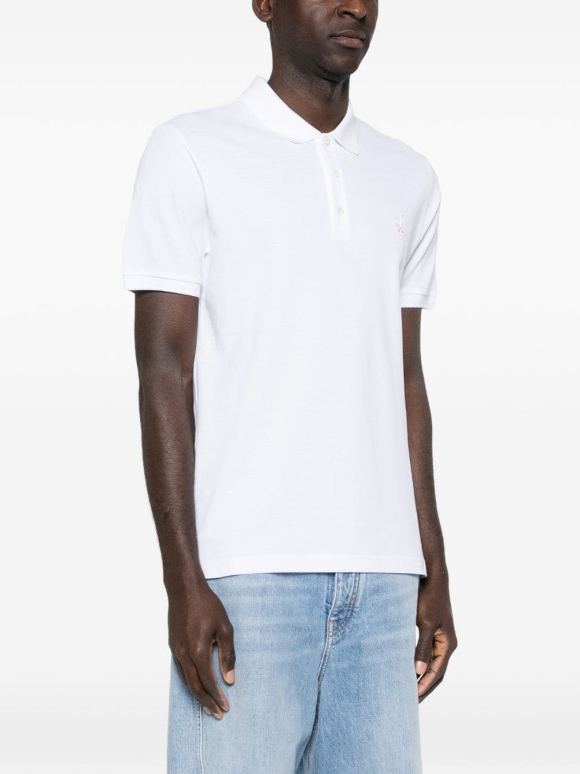 Moschino White Minimalist Silk Nylon Blend Polo