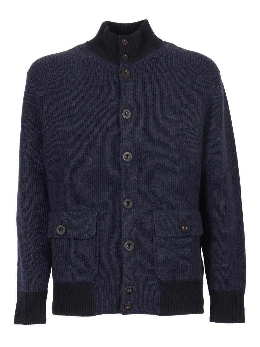 Ballantyne Ribbed Wool Bomber Jacket With Button-Up Front