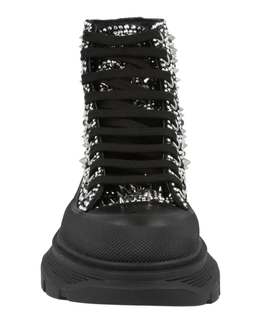Alexander Mcqueen Crystal Embellished Tread Slick Boots