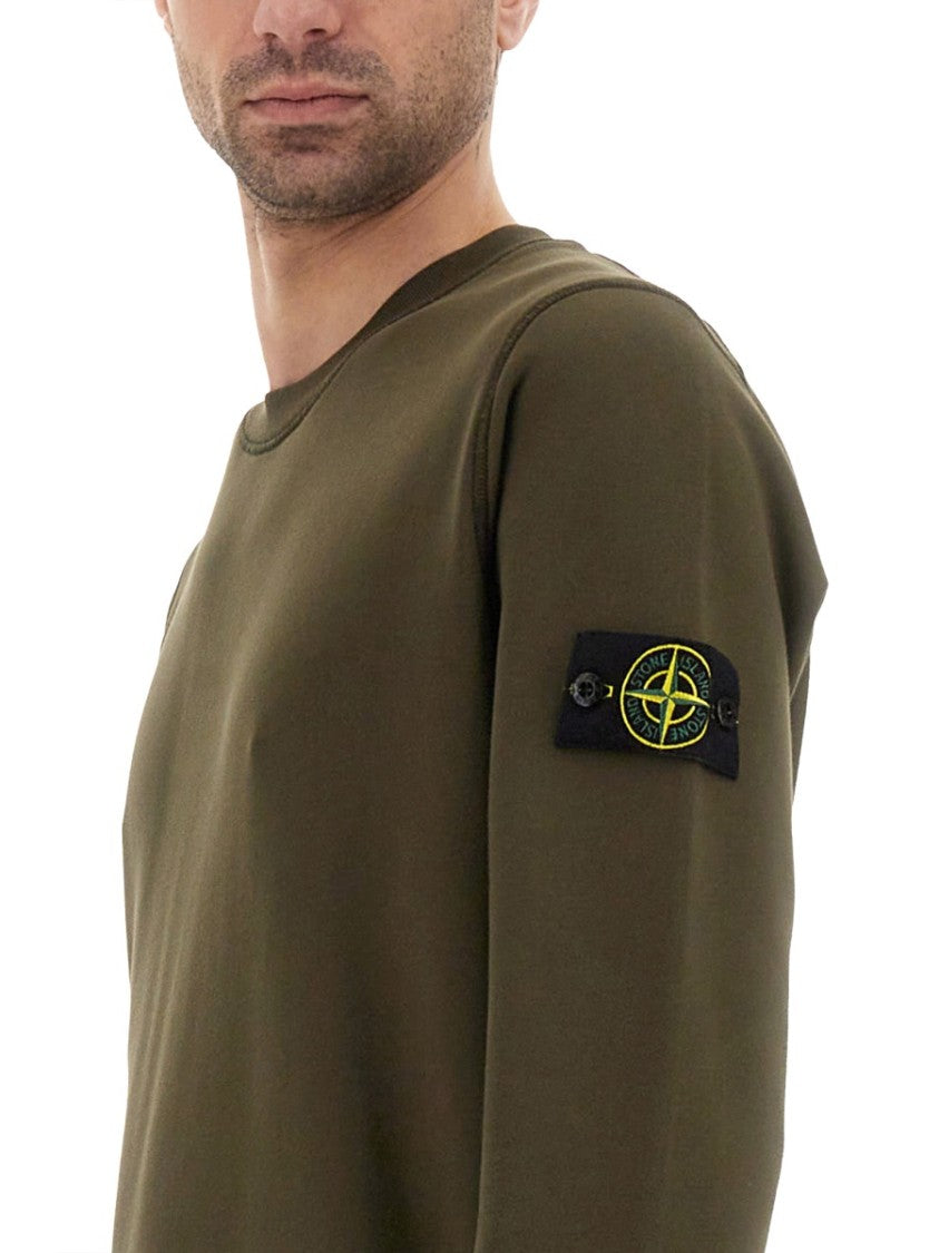Stone Island Relaxed Fit Green Cotton Sweatshirt