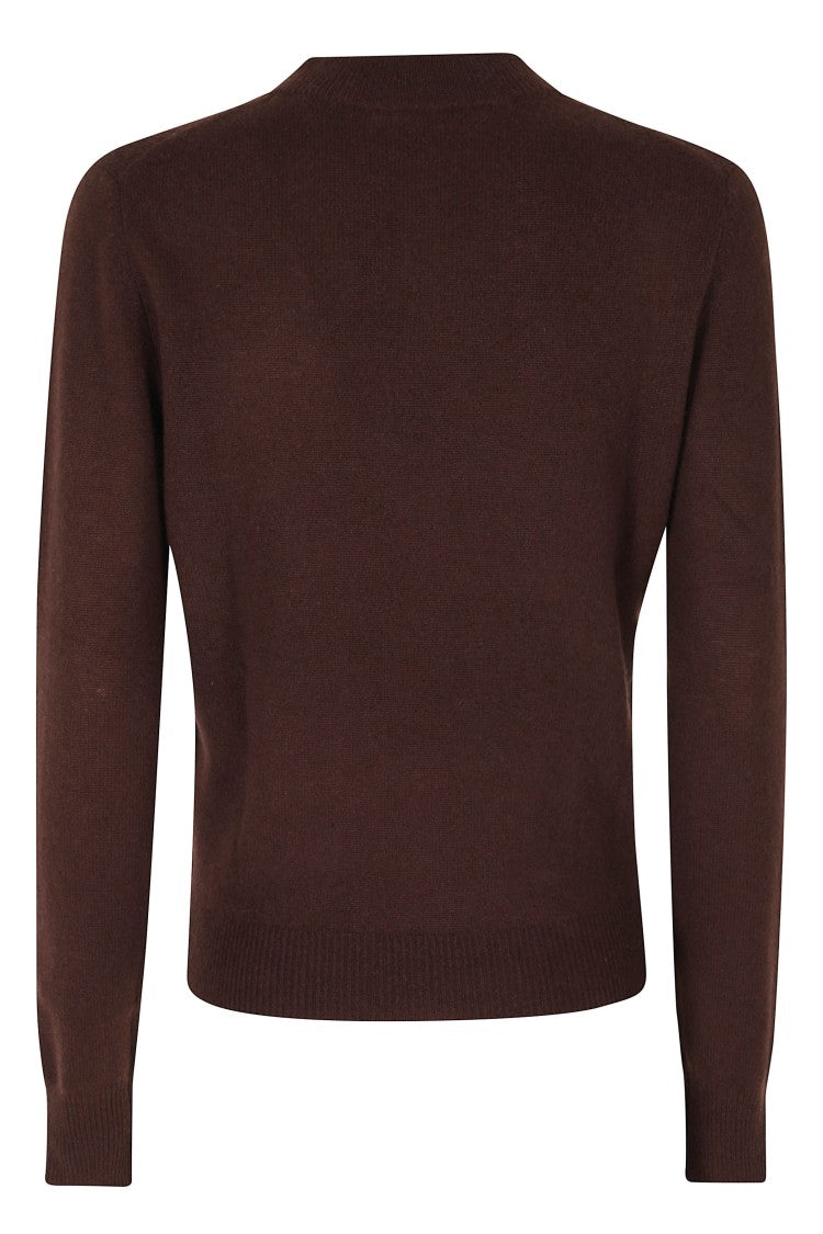 Essentiel Antwerp Brown Kash Round Neck Cashmere Knit Sweater