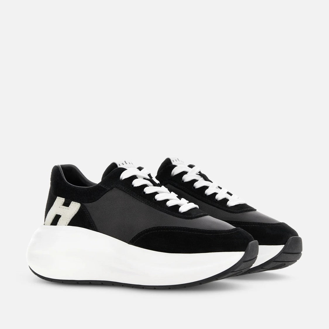 Hogan Black Logo Platform Chunky Sneakers