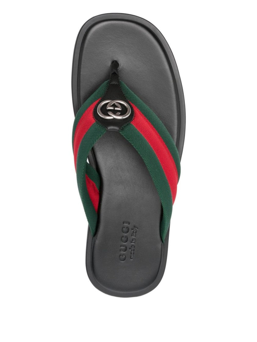 Gucci Thong-Style Flat Shoes With Metallic Logo Emblem
