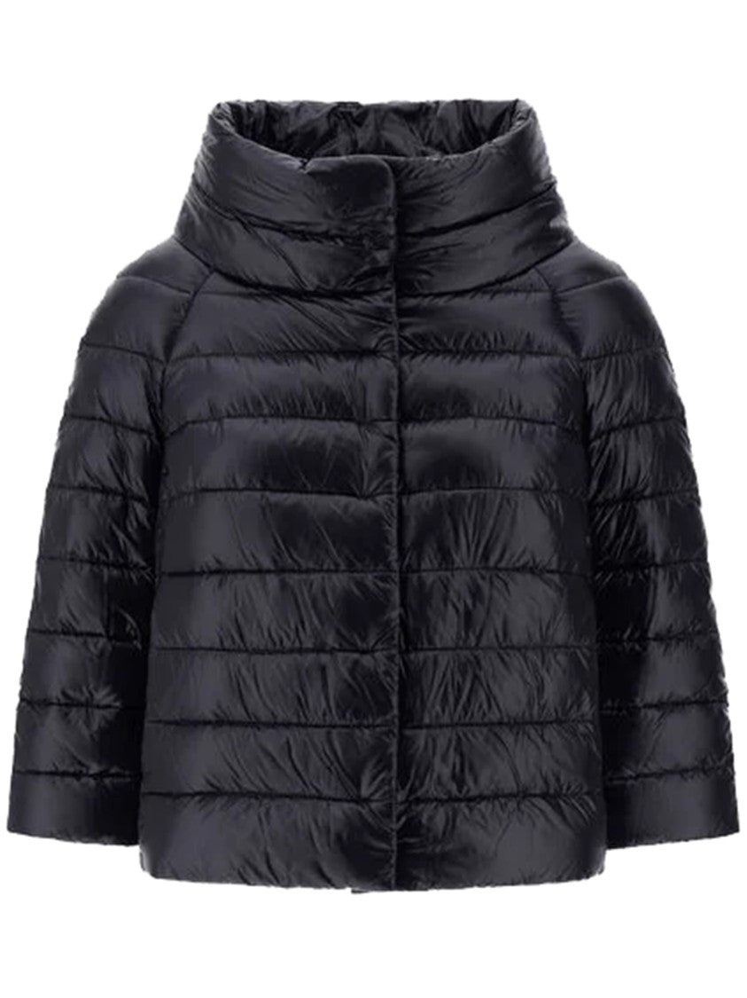 Herno Mini Ultralight Puffer Jacket With Jewel Sleeves And High Collar