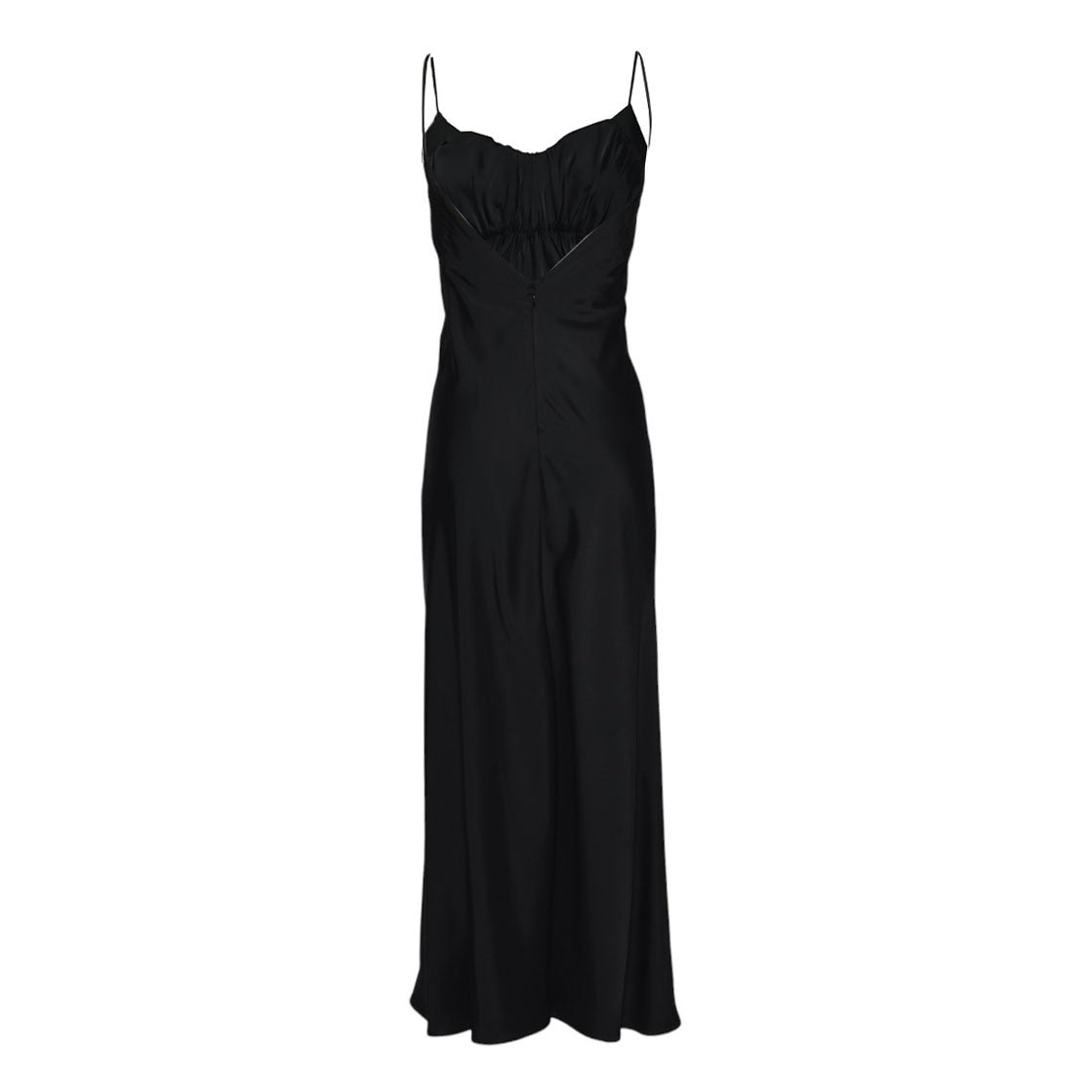 Jil Sander Black Viscose Satin Midi Slip Dress