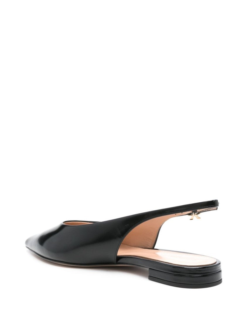 Gianvito Rossi Buckle-Fastened Black Calf Leather Flats