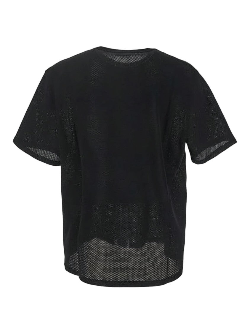 Alexander Mcqueen Black Mesh T-Shirt With Tonal Text Graphic