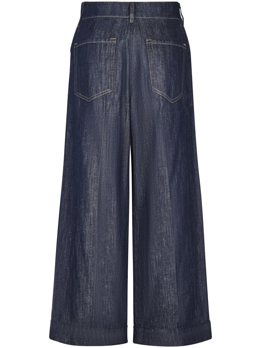 Max Mara Blue Wide-Leg Denim High-Waist Culottes Jeans