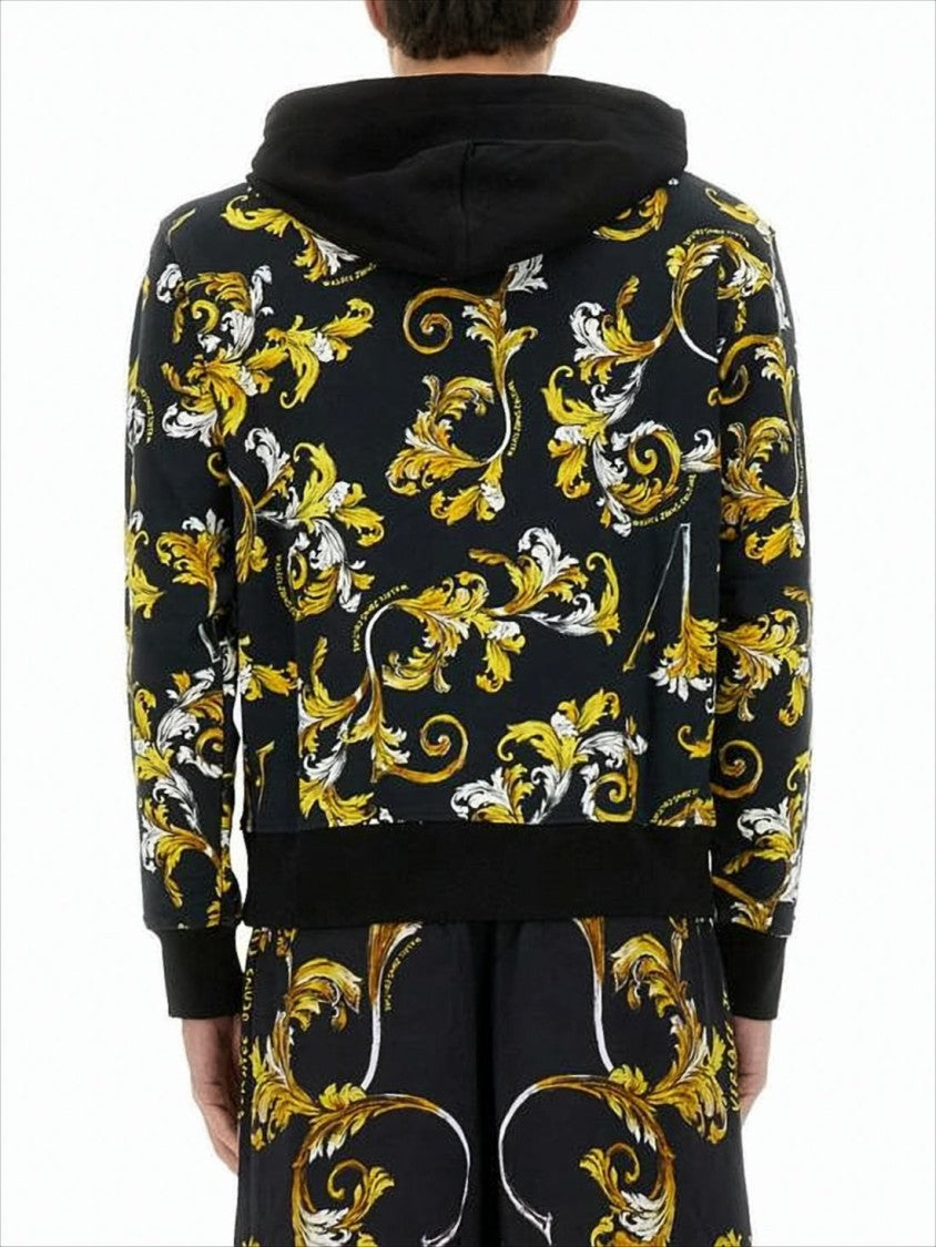 Versace Baroque-Inspired Hoodie In Black With Gold Print
