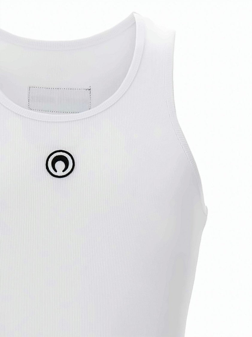 Marine Serre Ribbed Fitted Tank Top With Circular Emblem