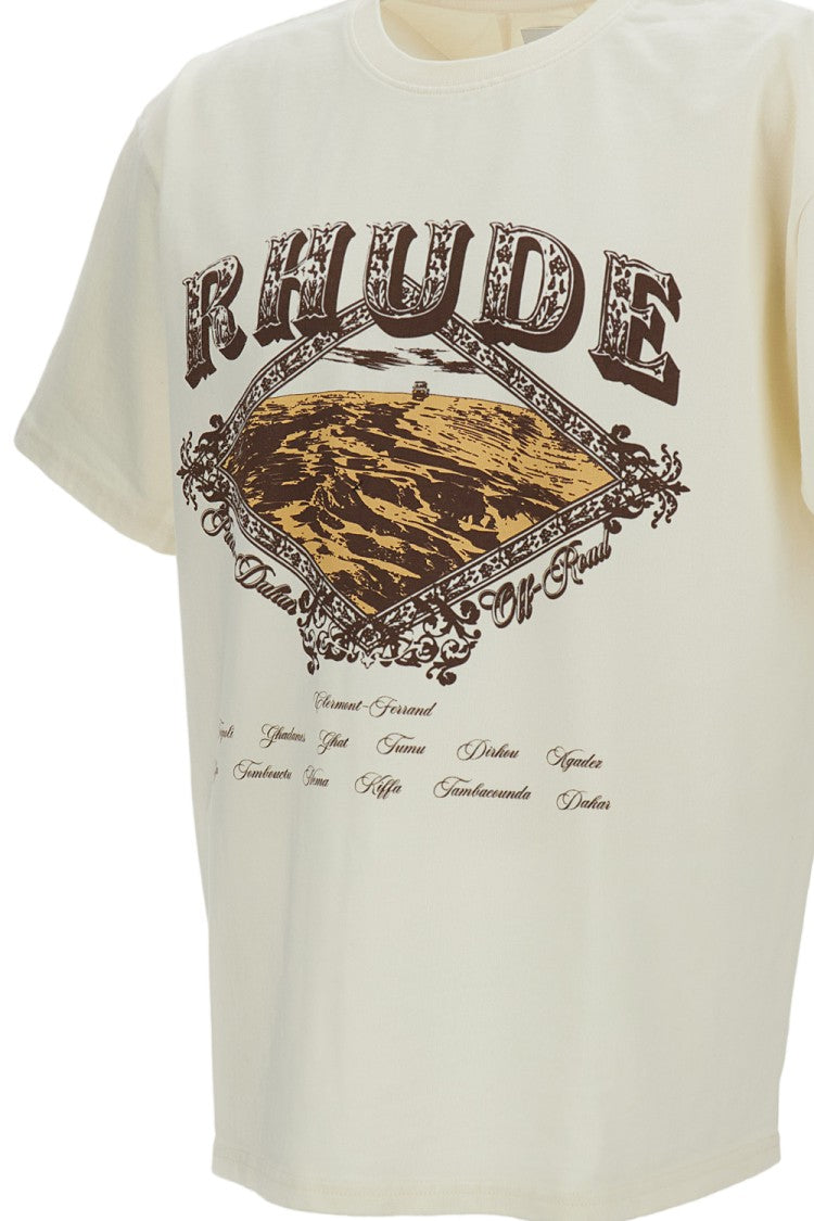 Rhude White Dakar Convoy Washed Cotton T-Shirt
