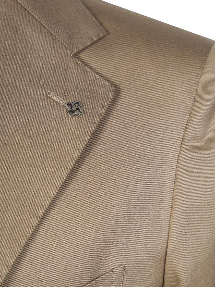 Tagliatore Light Brown Virgin Wool Patch Pocket Suit