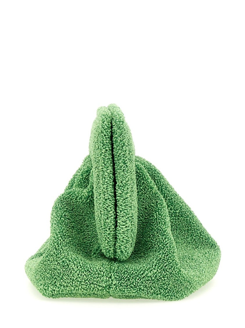 Themoirè Textured Green Bag With Gathered Body