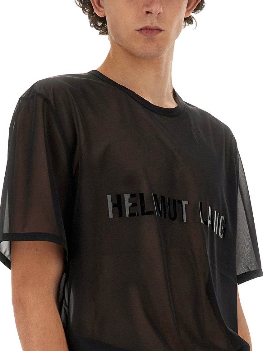 Helmut Lang Black T-Shirt With Bold Logo Design