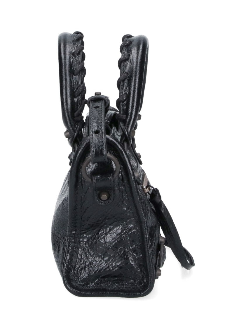 Balenciaga Le City Nano Studded Black Lambskin Shoulder Bag