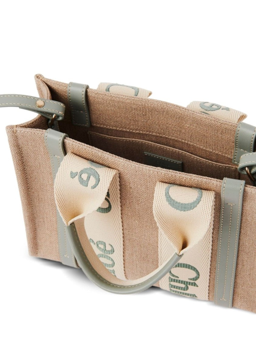Chloé Small Woody Tote Bag In Linen