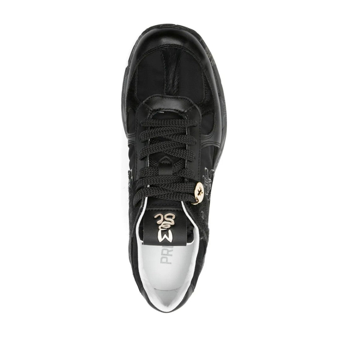 Premiata Black Mased Leather Decorative Charm Sneakers