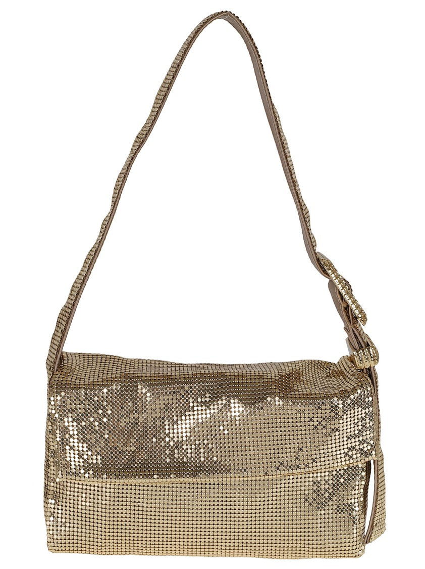 Benedetta Bruzziches Golden Sun Metal Mesh And Silk Satin Shoulder Bag