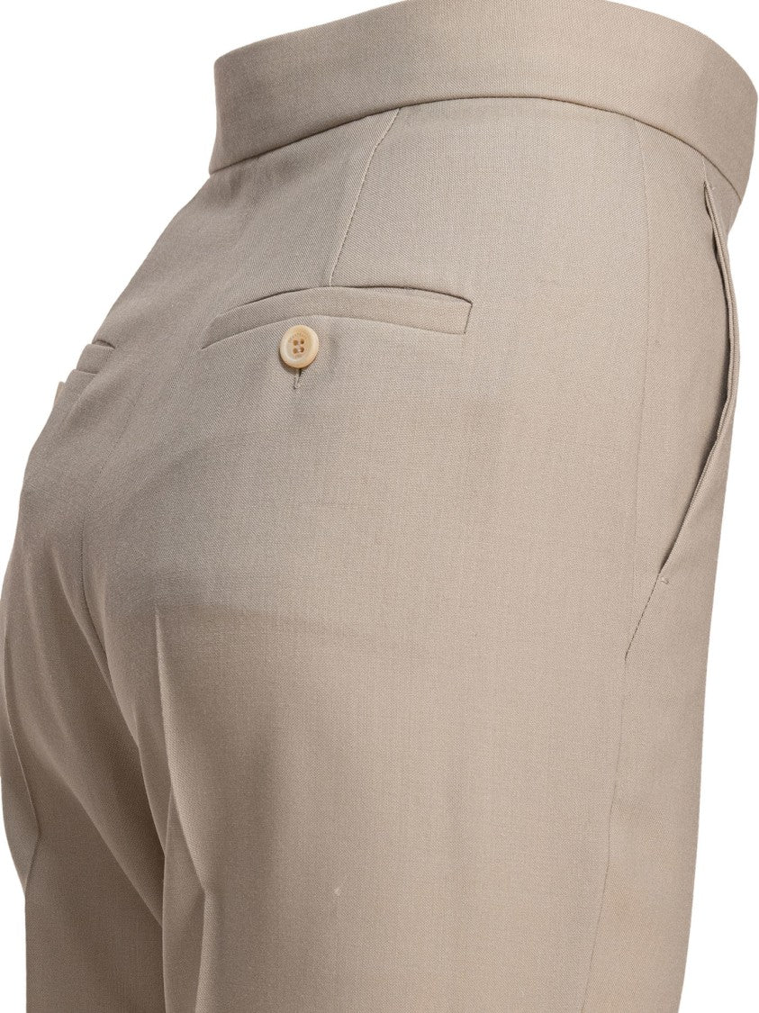 Max Mara Tailored Beige Straight-Leg Trousers