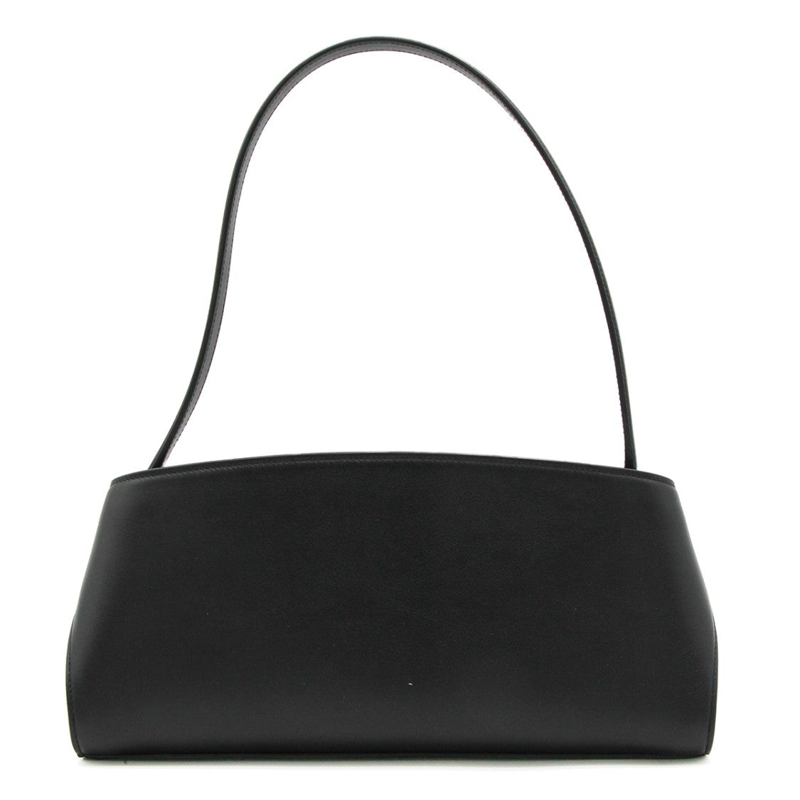Ferragamo Structured Black Leather East West Shoulder Bag