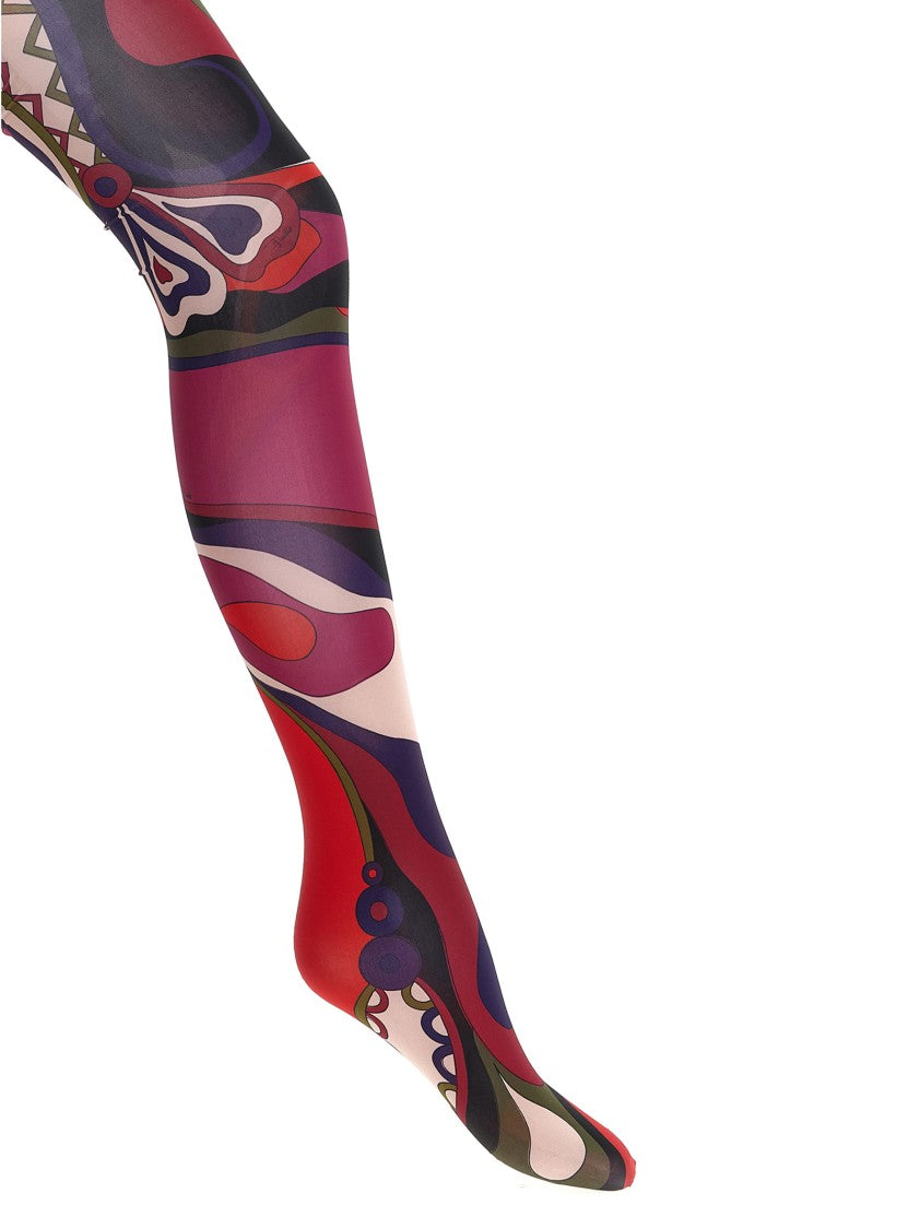 Emilio Pucci Abstract Patterned Stretch Tights With Elastic Waistband