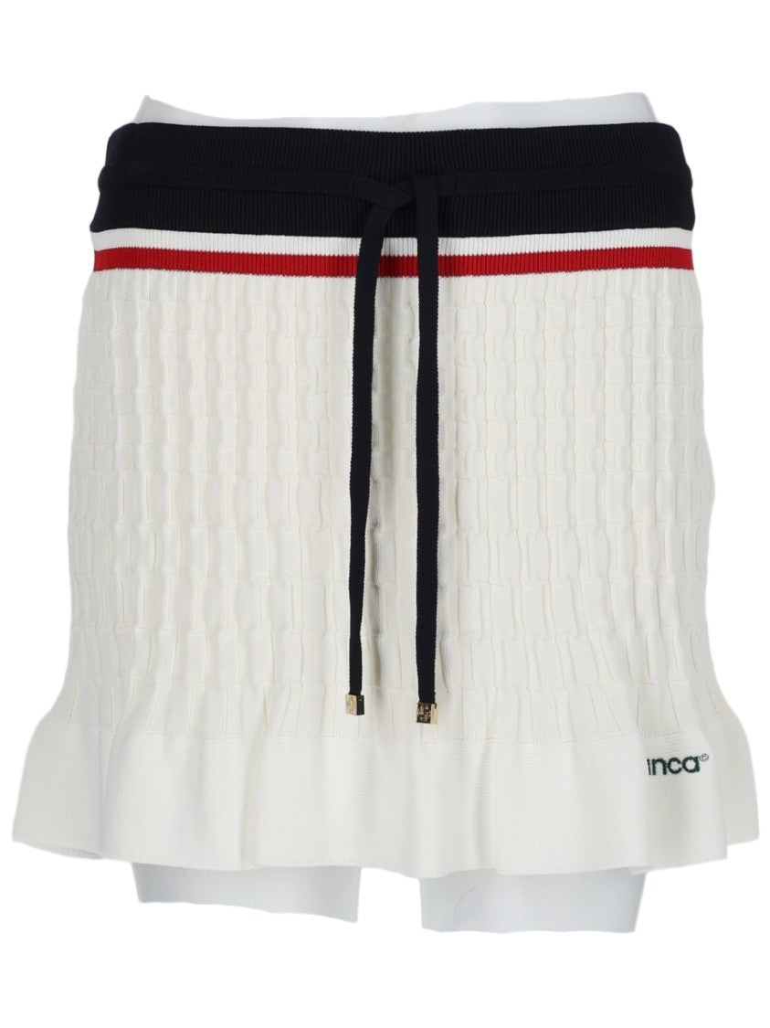 Casablanca Textured Knit Mini Tennis Skirt With Striped Waistband
