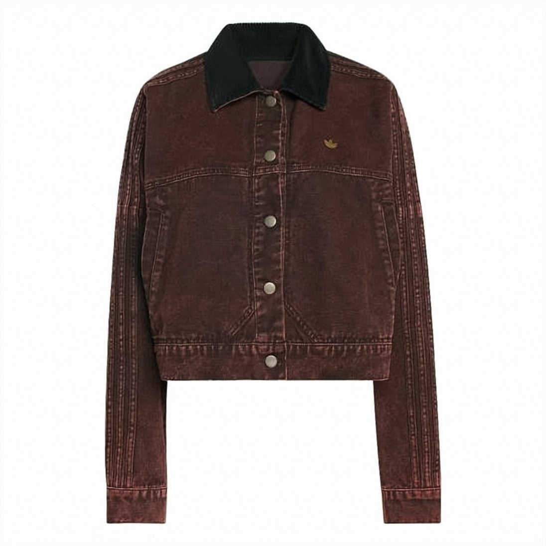 Adidas Cropped Brown Jacket With Contrasting Collar