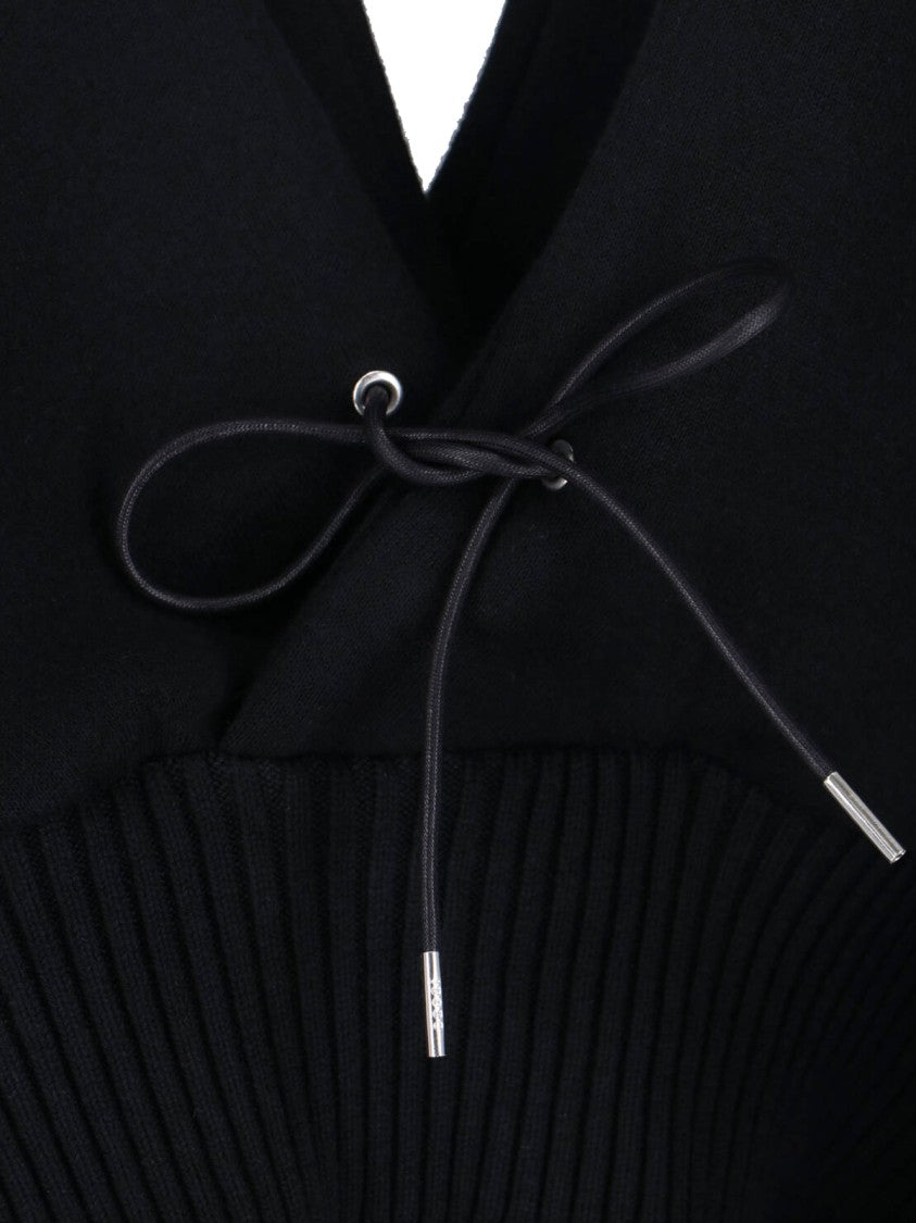 Sacai Black V-Neck Cotton Blend Cardigan