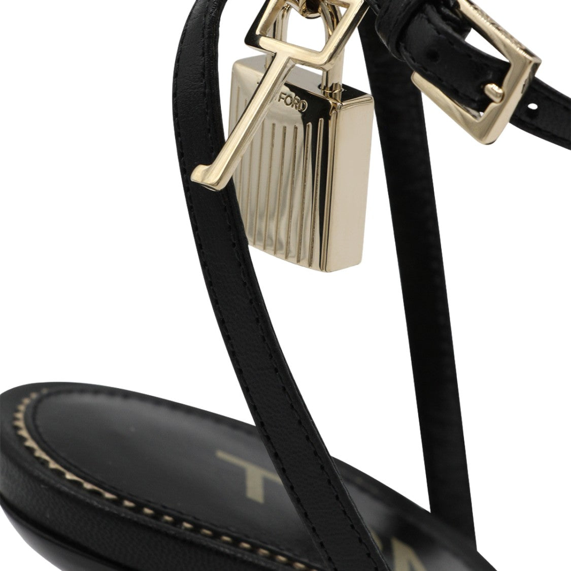 Tom Ford High Stiletto Sandals With Gold Padlock Charm