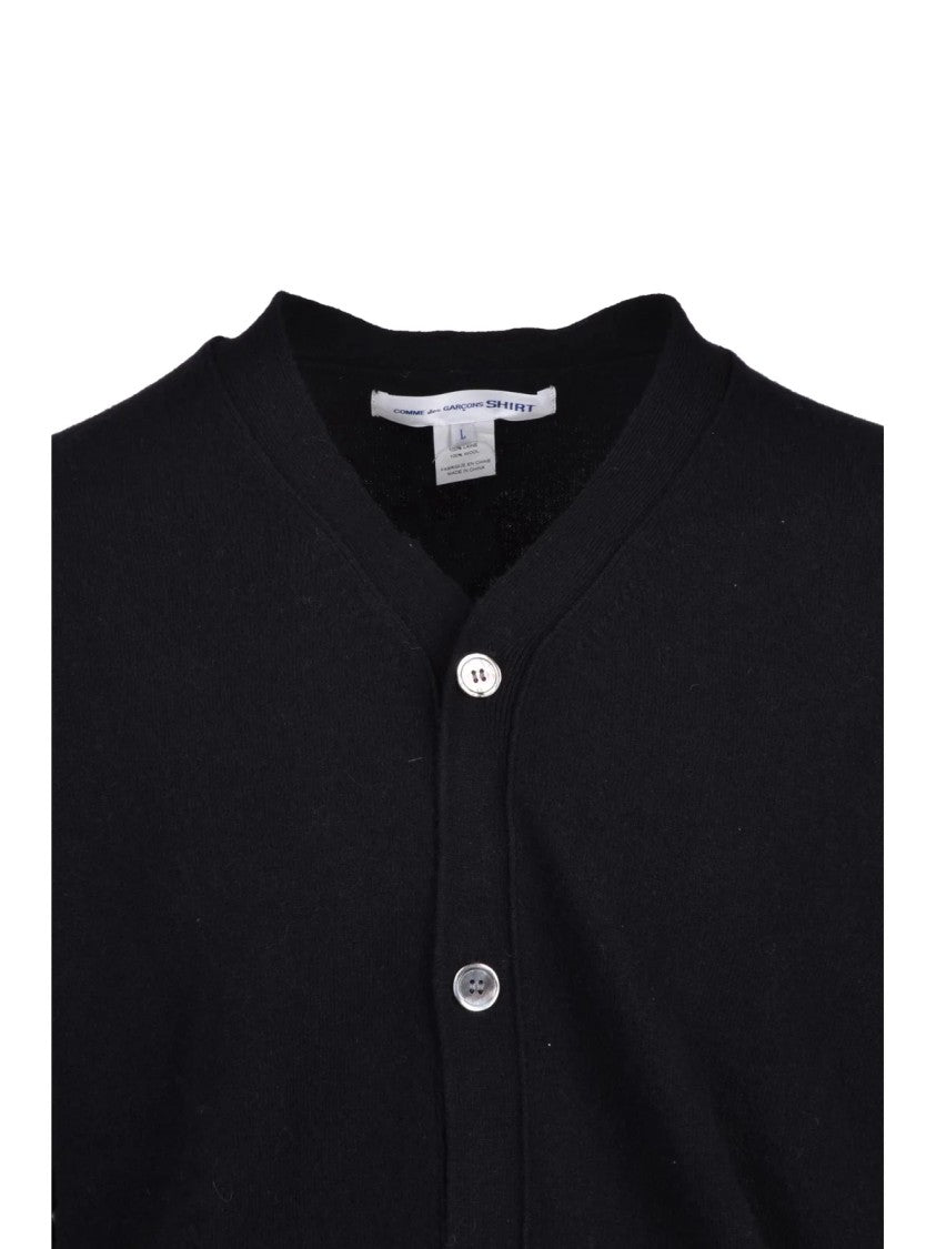 Comme Des Garçons Black Button-Front Wool Cardigan