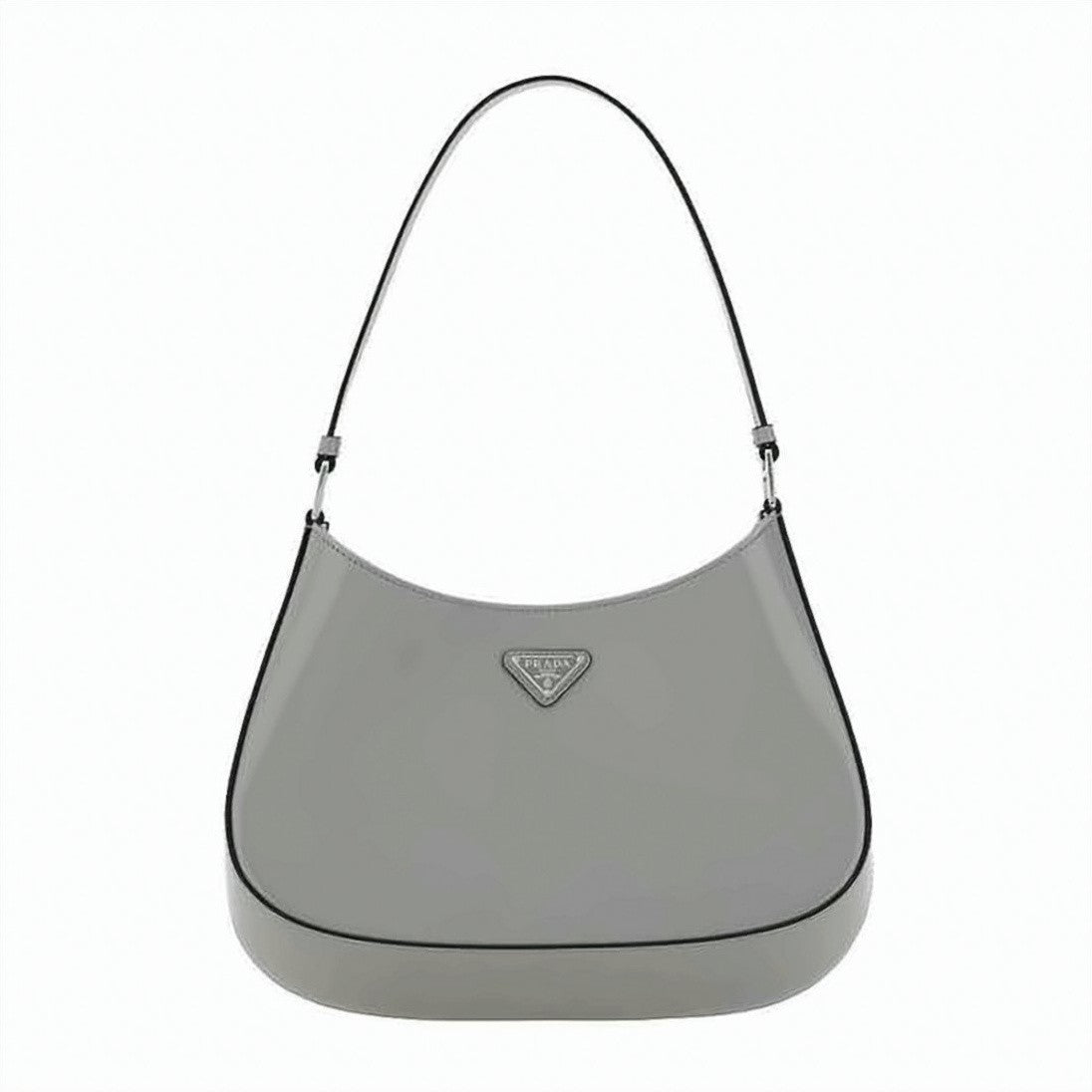 Prada Minimalist Grey Shoulder Bag With Curved Silhouette