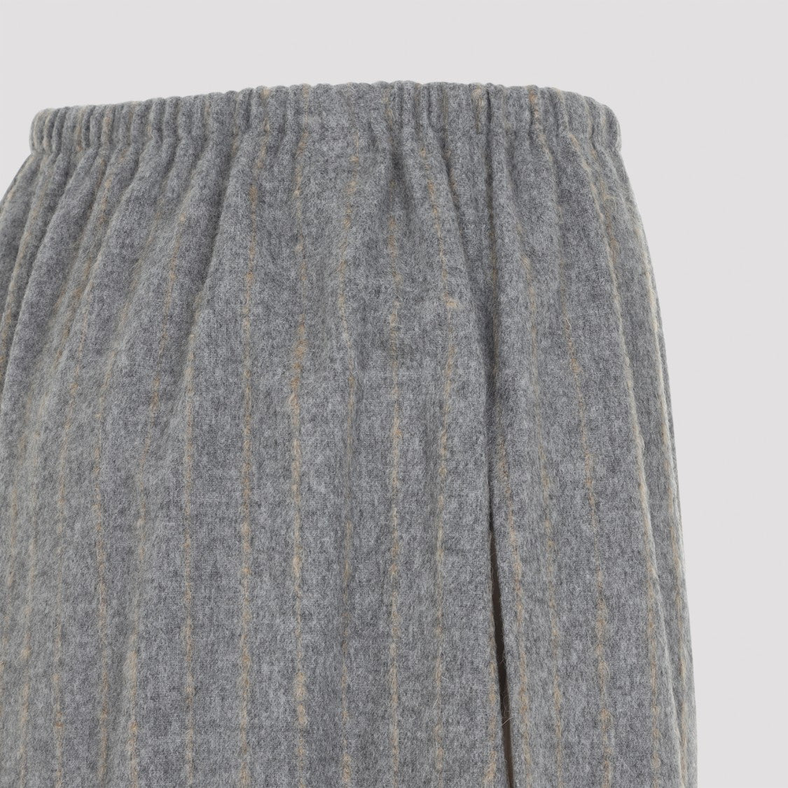Carven Wool Blend Midi Skirt With Camel Stripe Design