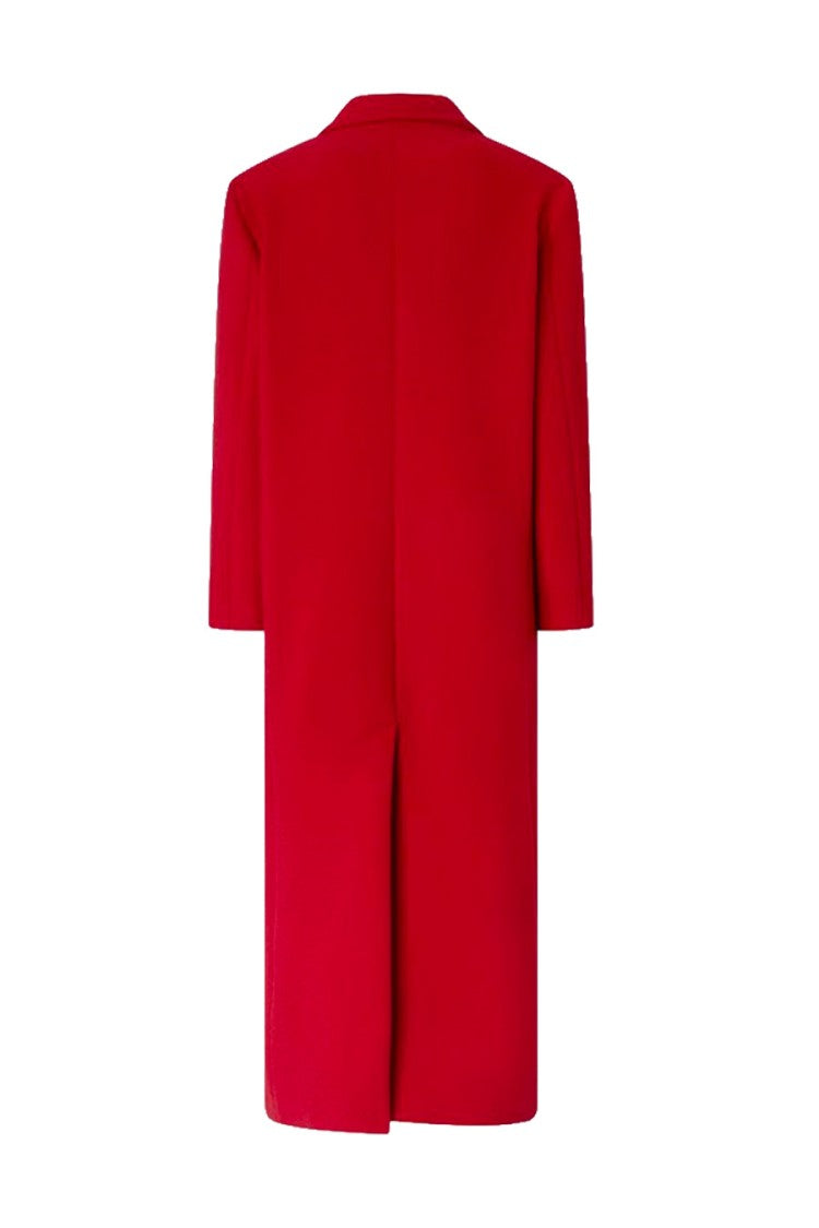 Pinko Red Wool-Nylon Blend Double-Breasted Coat