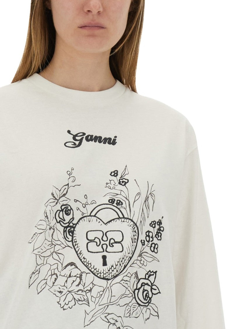 Ganni Relaxed Fit Cotton T-Shirt