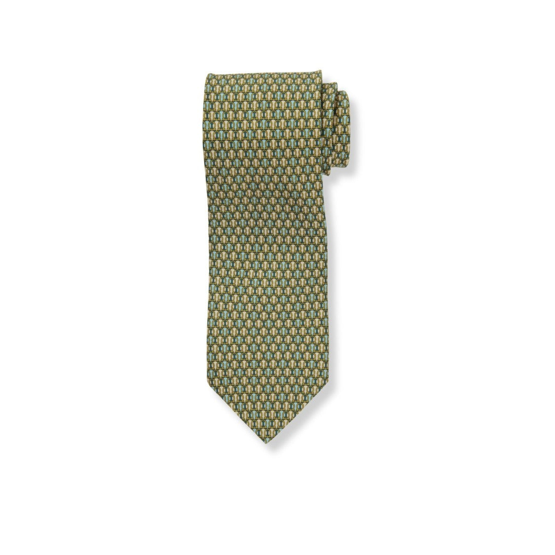 Ferragamo Silk Necktie In Refined Silver Tone
