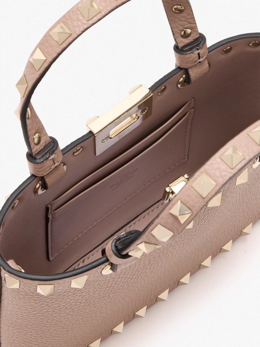 Valentino Brown Rectangular Textured Studded Mini Bag