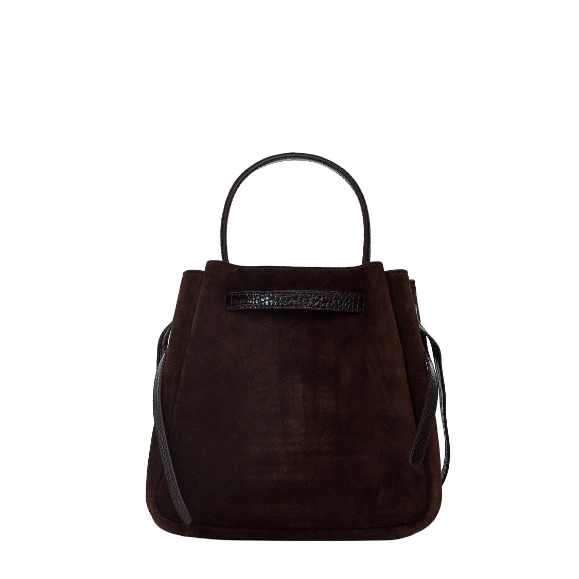 Tory Burch Romy Suede Crocodile-Embossed Small Bucket Bag