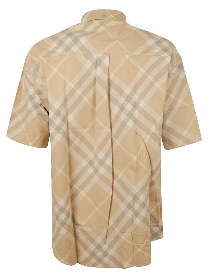 Burberry Short-Sleeved Plaid Shirt With Button-Down Collar