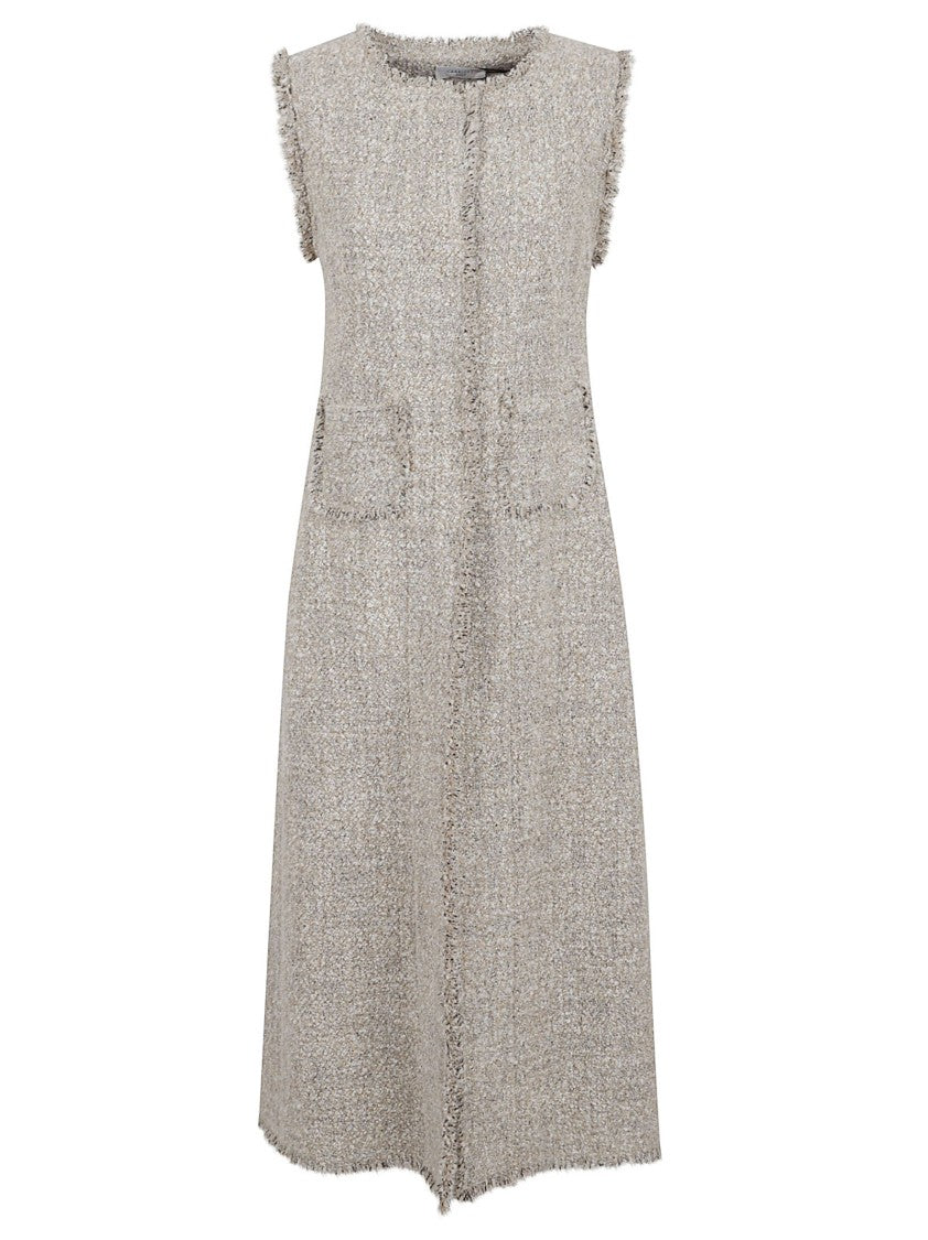 Charlott Textured Wool Waistcoat With Raw-Edge Detailing