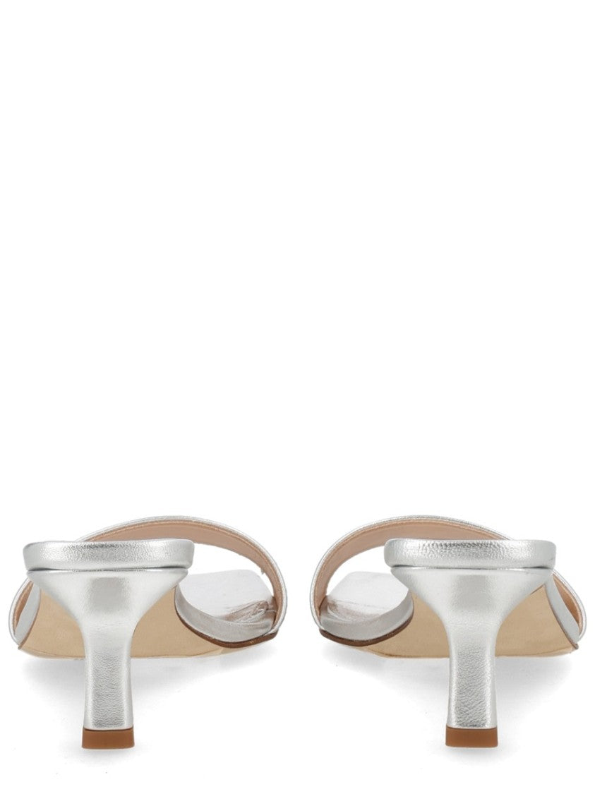 Aeydē Neutrals Gilly Square Toe Metallic Sandals