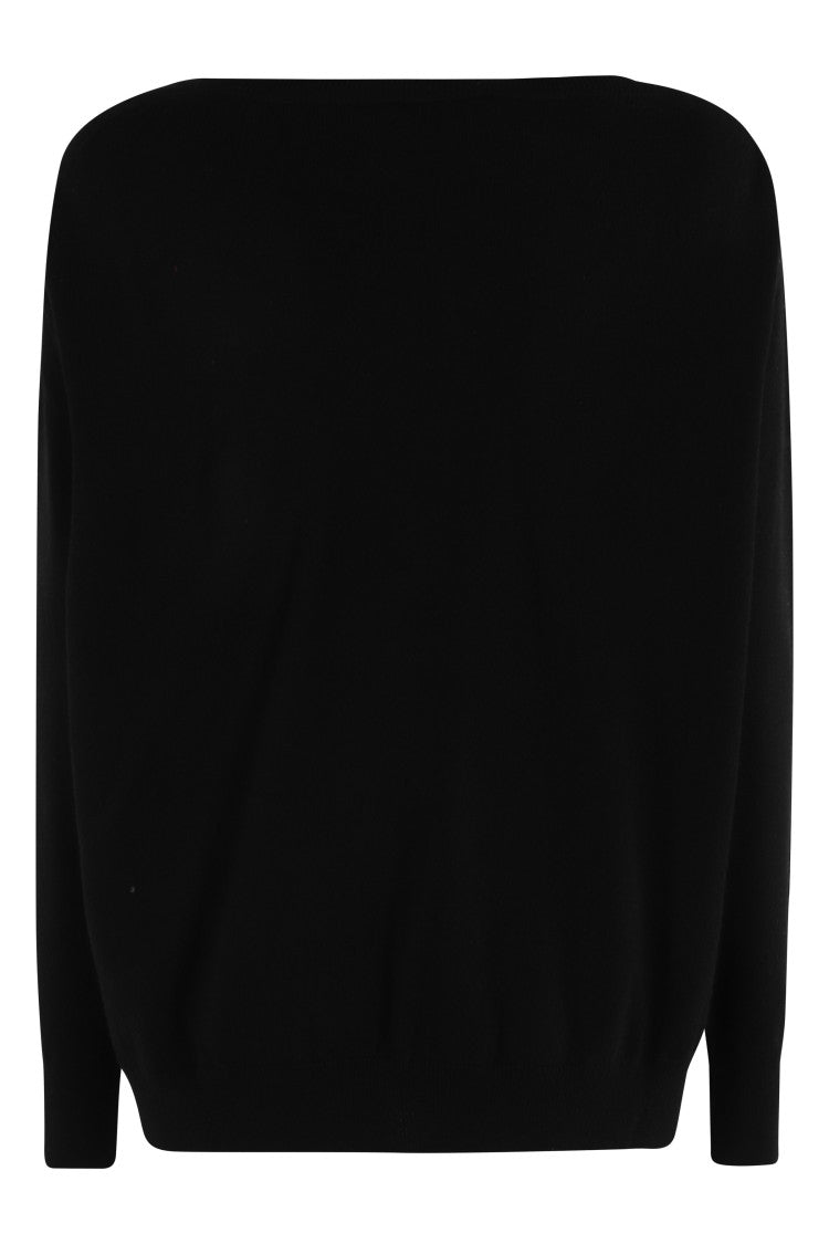 Semi Couture Boat Neckline Black Juniper Knitwear Sweater