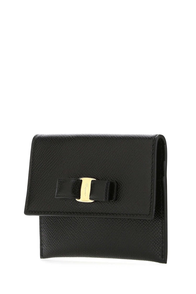 Salvatore Ferragamo Black Leather Card Holder