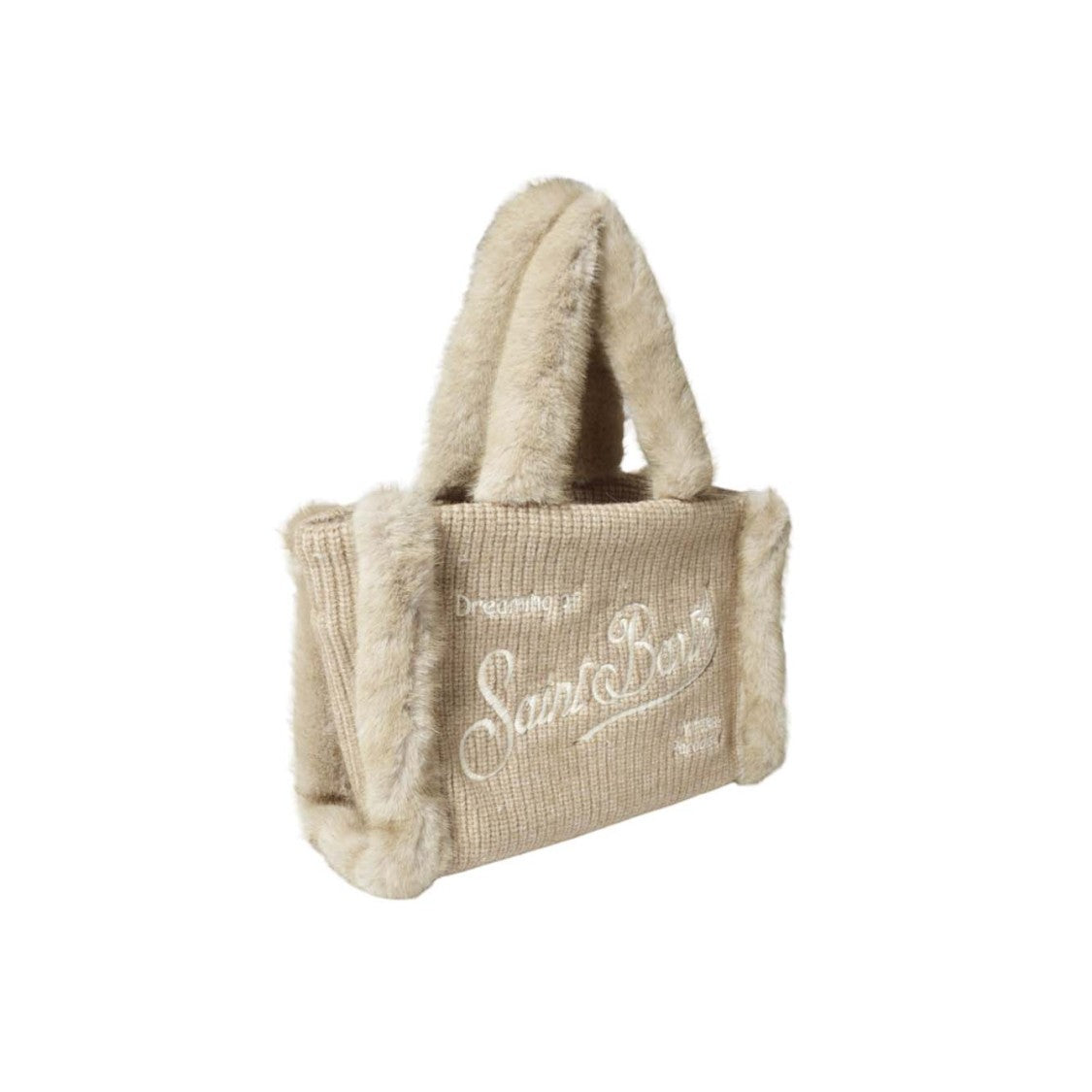 Mc2 Saint Barth Structured Beige Handbag With Minimalist Design