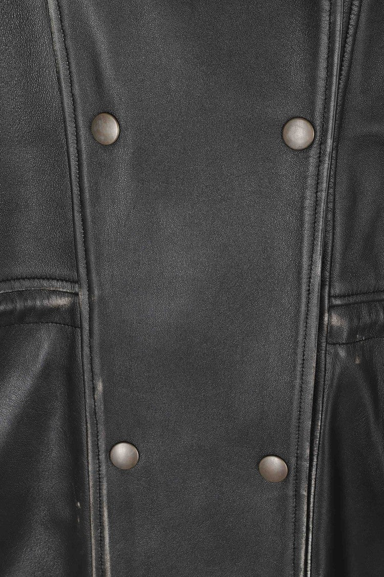 Semi Couture Black Oversized Double-Breasted Leather Jacket