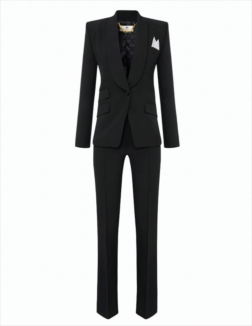 Elisabetta Franchi Single-Breasted Crêpe Suit With Shawl Collar