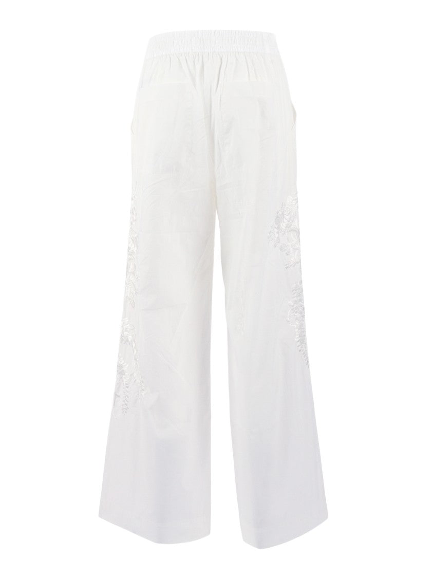 P.A.R.O.S.H. Wide Leg Embroidered Drawstring Straight-Leg Pants